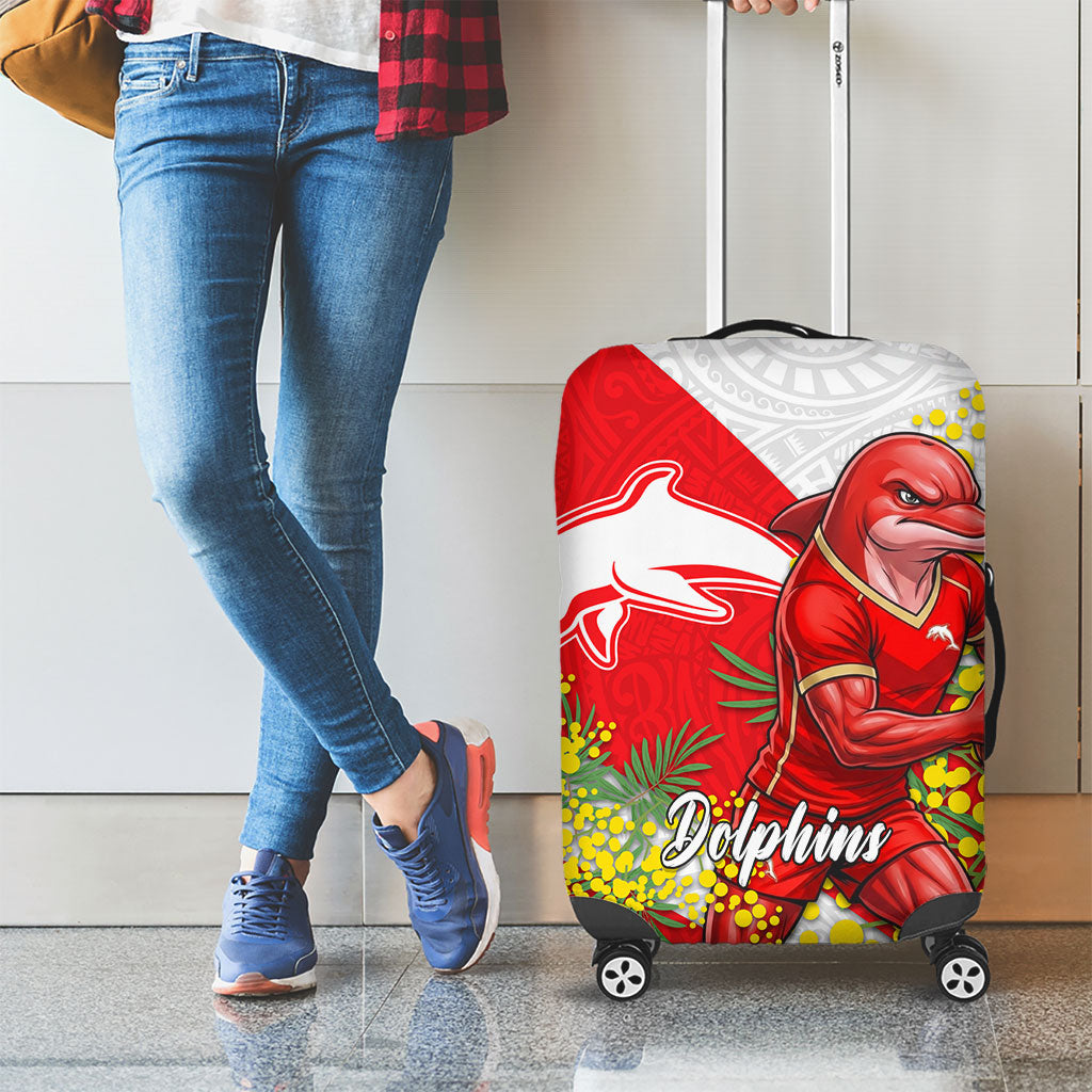 Dolphins Luggage Cover Golden Wattle Floral Polynesian - Australian Flower - Rugby Mascot