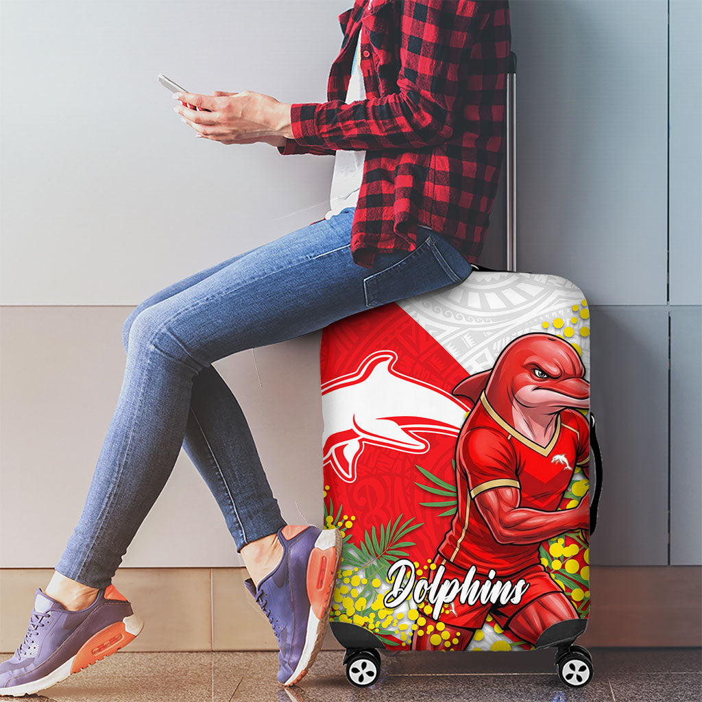 Dolphins Luggage Cover Golden Wattle Floral Polynesian - Australian Flower - Rugby Mascot