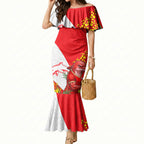 Dolphins Mermaid Dress Golden Wattle Floral Polynesian - Australian Flower - Rugby Mascot