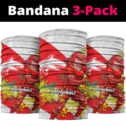Dolphins Neck Gaiter Golden Wattle Floral Polynesian - Australian Flower - Rugby Mascot