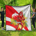 Dolphins Quilt Golden Wattle Floral Polynesian - Australian Flower - Rugby Mascot