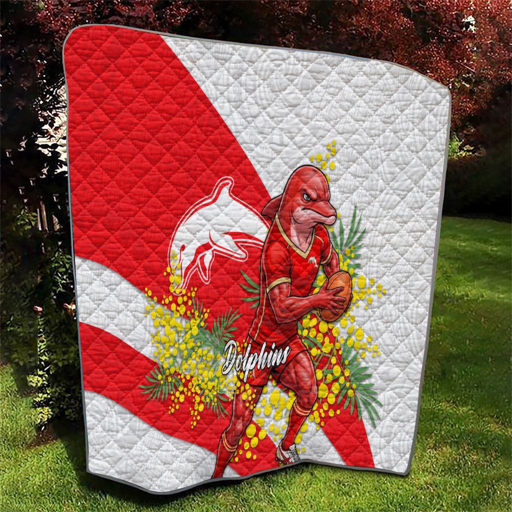 Dolphins Quilt Golden Wattle Floral Polynesian - Australian Flower - Rugby Mascot