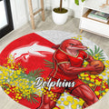 Dolphins Round Carpet Golden Wattle Floral Polynesian - Australian Flower - Rugby Mascot