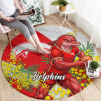 Dolphins Round Carpet Golden Wattle Floral Polynesian - Australian Flower - Rugby Mascot