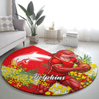 Dolphins Round Carpet Golden Wattle Floral Polynesian - Australian Flower - Rugby Mascot