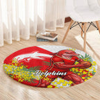 Dolphins Round Carpet Golden Wattle Floral Polynesian - Australian Flower - Rugby Mascot