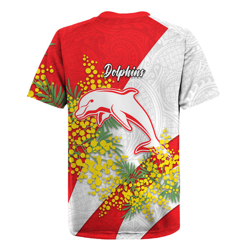 Dolphins Rugby Jersey Golden Wattle Floral Polynesian - Australian Flower - Rugby Mascot