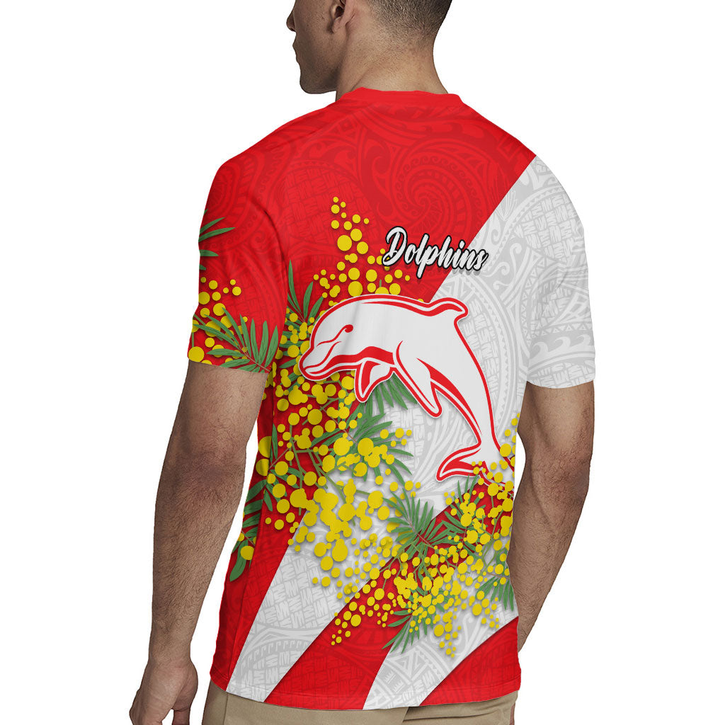 Dolphins Rugby Jersey Golden Wattle Floral Polynesian - Australian Flower - Rugby Mascot