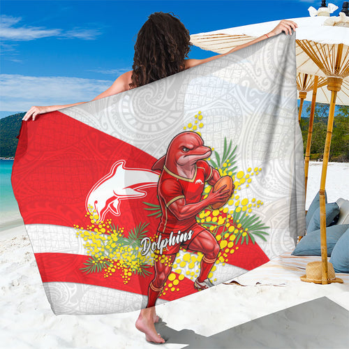 Dolphins Sarong Golden Wattle Floral Polynesian - Australian Flower - Rugby Mascot