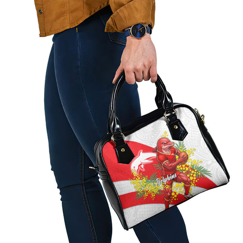 Dolphins Shoulder Handbag Golden Wattle Floral Polynesian - Australian Flower - Rugby Mascot