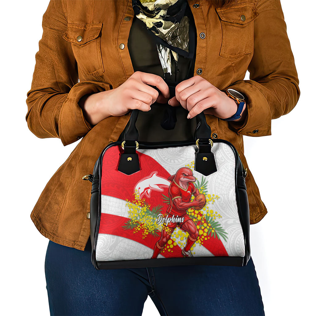 Dolphins Shoulder Handbag Golden Wattle Floral Polynesian - Australian Flower - Rugby Mascot