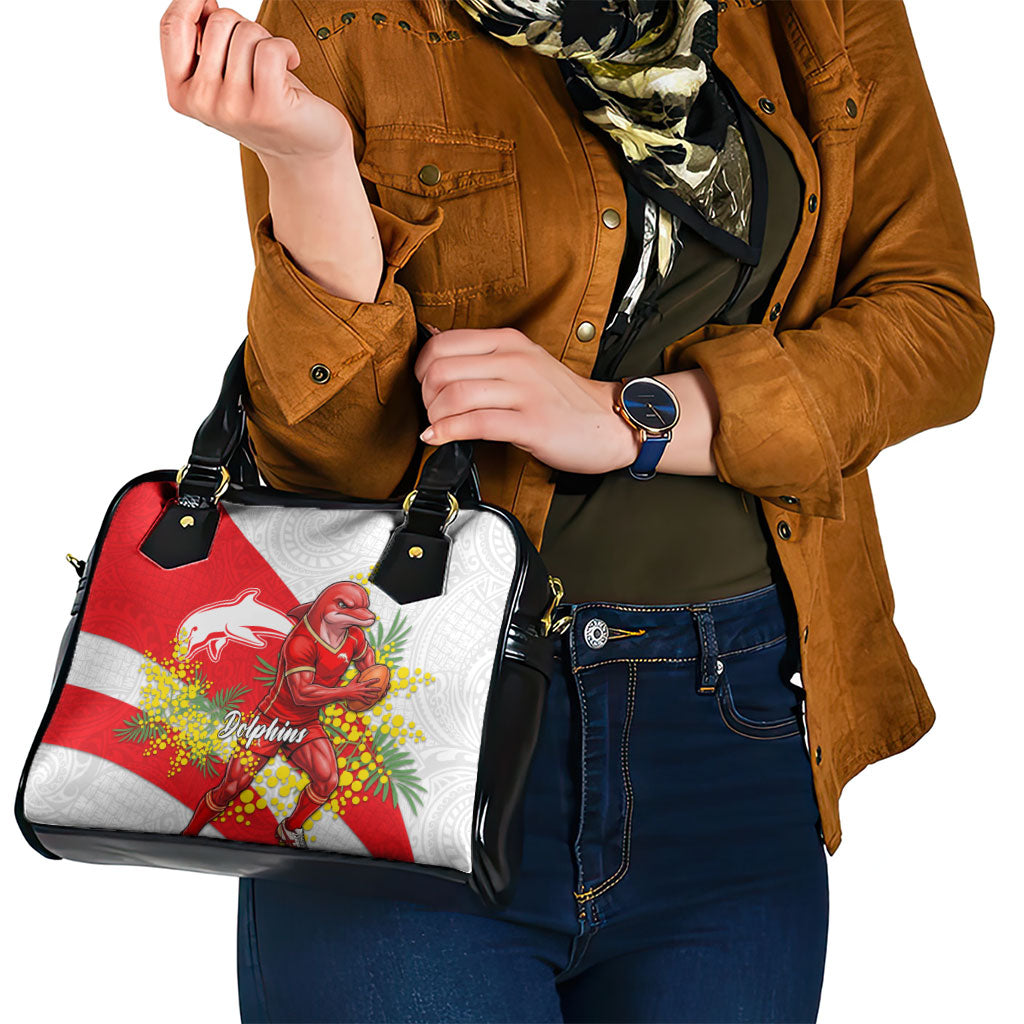 Dolphins Shoulder Handbag Golden Wattle Floral Polynesian - Australian Flower - Rugby Mascot