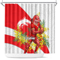 Dolphins Shower Curtain Golden Wattle Floral Polynesian - Australian Flower - Rugby Mascot