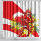 Dolphins Shower Curtain Golden Wattle Floral Polynesian - Australian Flower - Rugby Mascot