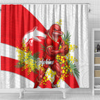 Dolphins Shower Curtain Golden Wattle Floral Polynesian - Australian Flower - Rugby Mascot