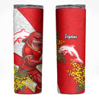 Dolphins Skinny Tumbler Golden Wattle Floral Polynesian - Australian Flower - Rugby Mascot