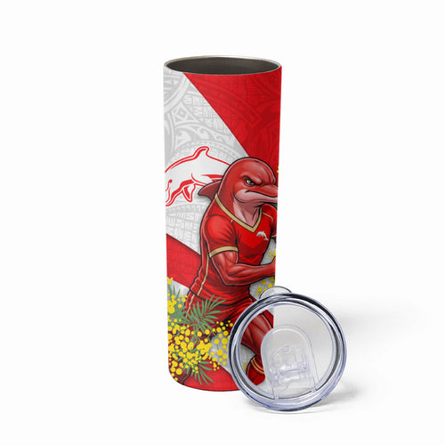 Dolphins Skinny Tumbler Golden Wattle Floral Polynesian - Australian Flower - Rugby Mascot