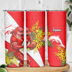 Dolphins Skinny Tumbler Golden Wattle Floral Polynesian - Australian Flower - Rugby Mascot