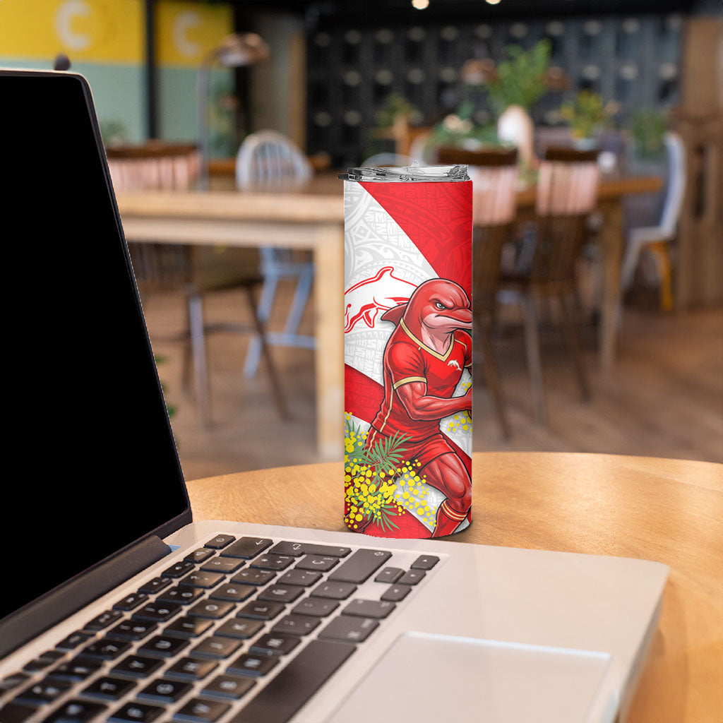 Dolphins Skinny Tumbler Golden Wattle Floral Polynesian - Australian Flower - Rugby Mascot