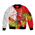 Dolphins Sleeve Zip Bomber Jacket Golden Wattle Floral Polynesian - Australian Flower - Rugby Mascot