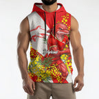 Dolphins Sleeveless Hoodie Golden Wattle Floral Polynesian - Australian Flower - Rugby Mascot
