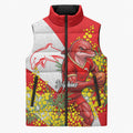 Dolphins Sleeveless Puffer Jacket Golden Wattle Floral Polynesian - Australian Flower - Rugby Mascot