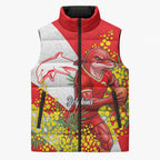 Dolphins Sleeveless Puffer Jacket Golden Wattle Floral Polynesian - Australian Flower - Rugby Mascot