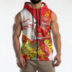 Dolphins Sleeveless Zip Hoodie Golden Wattle Floral Polynesian - Australian Flower - Rugby Mascot
