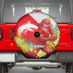 Dolphins Spare Tire Cover Golden Wattle Floral Polynesian - Australian Flower - Rugby Mascot