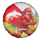 Dolphins Spare Tire Cover Golden Wattle Floral Polynesian - Australian Flower - Rugby Mascot