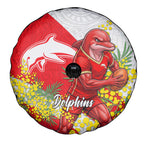 Dolphins Spare Tire Cover Golden Wattle Floral Polynesian - Australian Flower - Rugby Mascot