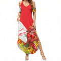 Dolphins Summer Maxi Dress Golden Wattle Floral Polynesian - Australian Flower - Rugby Mascot