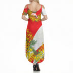 Dolphins Summer Maxi Dress Golden Wattle Floral Polynesian - Australian Flower - Rugby Mascot