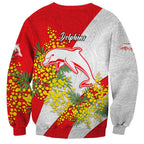 Dolphins Sweatshirt Golden Wattle Floral Polynesian - Australian Flower - Rugby Mascot