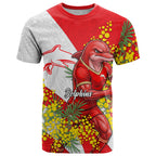 Dolphins T Shirt Golden Wattle Floral Polynesian - Australian Flower - Rugby Mascot