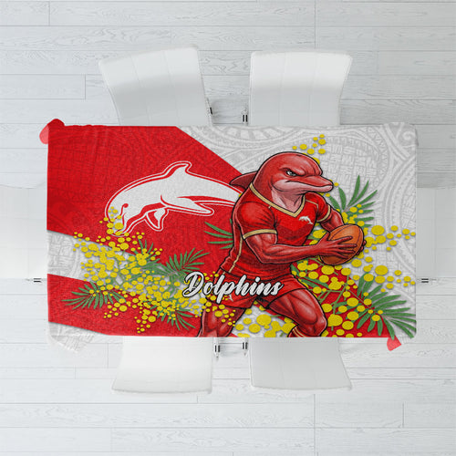 Dolphins Tablecloth Golden Wattle Floral Polynesian - Australian Flower - Rugby Mascot