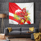 Dolphins Tapestry Golden Wattle Floral Polynesian - Australian Flower - Rugby Mascot