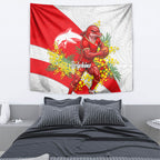 Dolphins Tapestry Golden Wattle Floral Polynesian - Australian Flower - Rugby Mascot