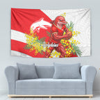 Dolphins Tapestry Golden Wattle Floral Polynesian - Australian Flower - Rugby Mascot