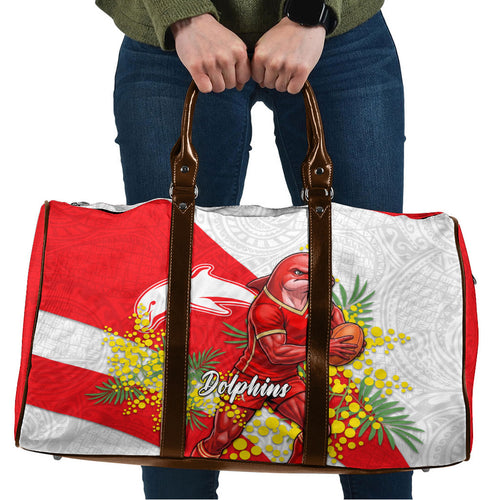 Dolphins Travel Bag Golden Wattle Floral Polynesian - Australian Flower - Rugby Mascot