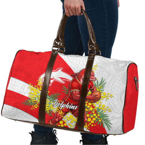 Dolphins Travel Bag Golden Wattle Floral Polynesian - Australian Flower - Rugby Mascot