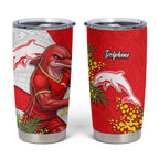 Dolphins Tumbler Cup Golden Wattle Floral Polynesian - Australian Flower - Rugby Mascot