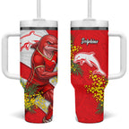 Dolphins Tumbler With Handle Golden Wattle Floral Polynesian - Australian Flower - Rugby Mascot