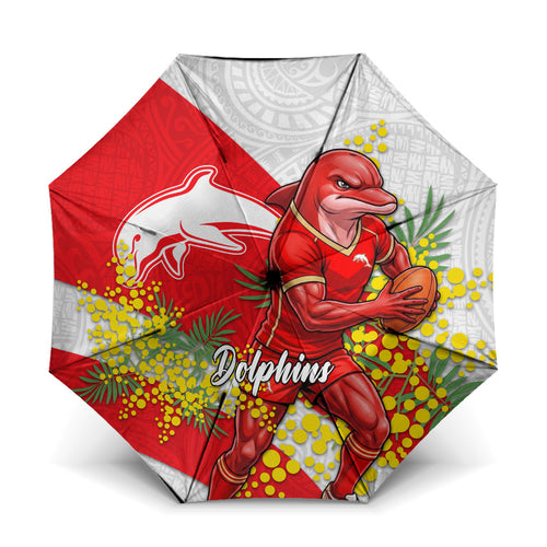 Dolphins Umbrella Golden Wattle Floral Polynesian - Australian Flower - Rugby Mascot