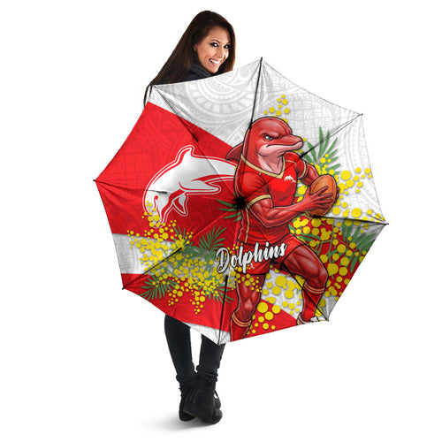 Dolphins Umbrella Golden Wattle Floral Polynesian - Australian Flower - Rugby Mascot