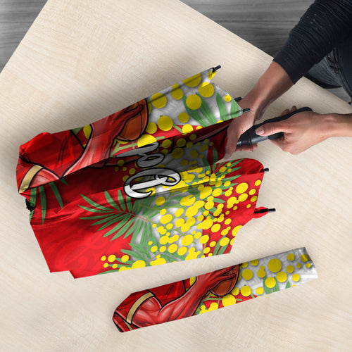 Dolphins Umbrella Golden Wattle Floral Polynesian - Australian Flower - Rugby Mascot
