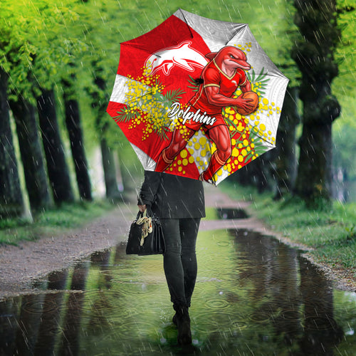 Dolphins Umbrella Golden Wattle Floral Polynesian - Australian Flower - Rugby Mascot