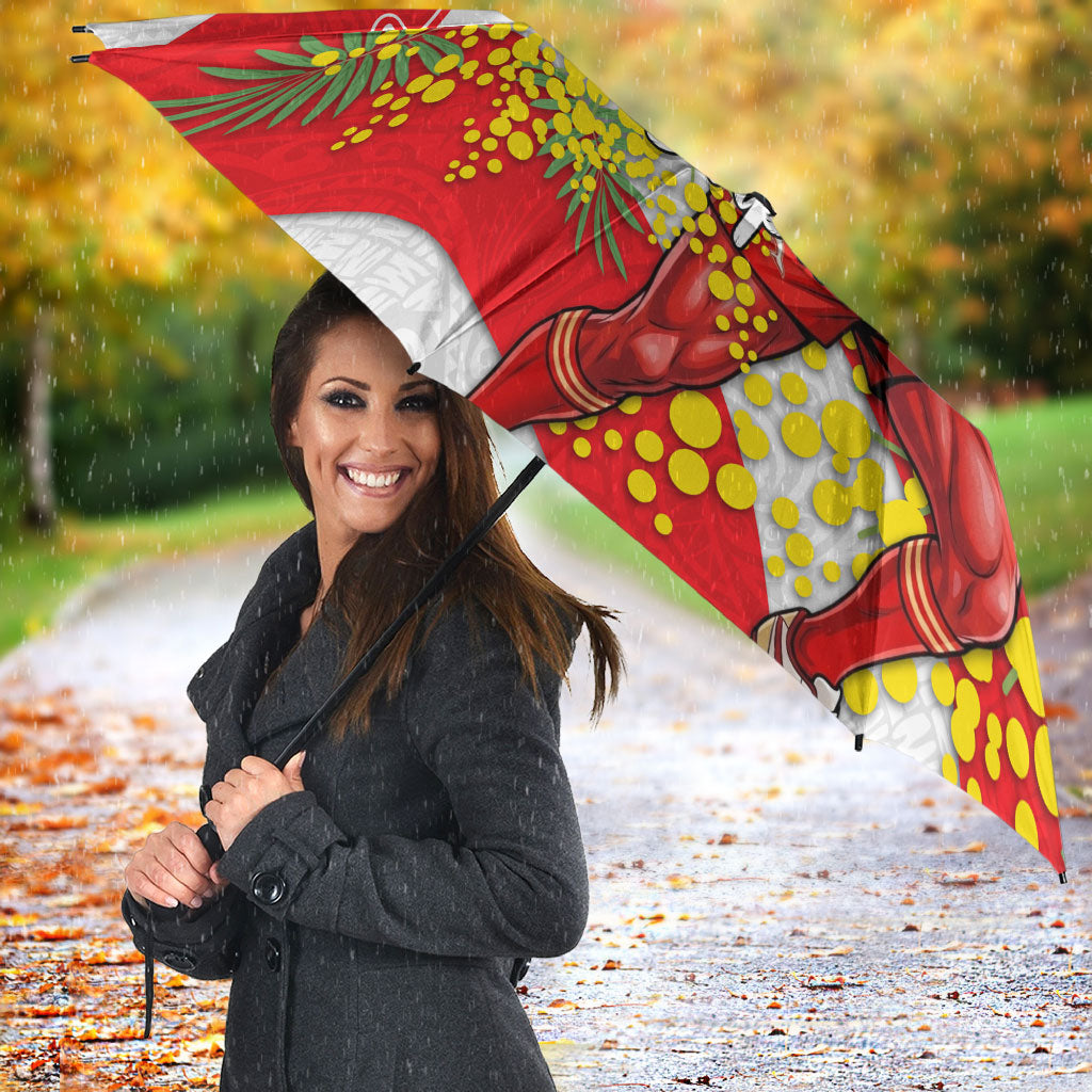 Dolphins Umbrella Golden Wattle Floral Polynesian - Australian Flower - Rugby Mascot
