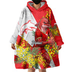 Dolphins Wearable Blanket Hoodie Golden Wattle Floral Polynesian - Australian Flower - Rugby Mascot