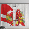Dolphins Window Curtain Golden Wattle Floral Polynesian - Australian Flower - Rugby Mascot